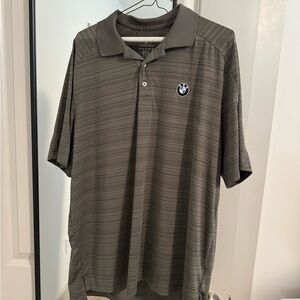 Lands' End Men's Striped Gray BMW Polo Shirt